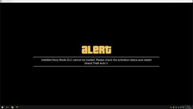 Zrzut ekranu z komunikatem informującym, że fabularne DLC nie może zostać wczytane. - Grand Theft Auto V doczeka się fabularnych DLC? - wiadomość - 2015-12-29