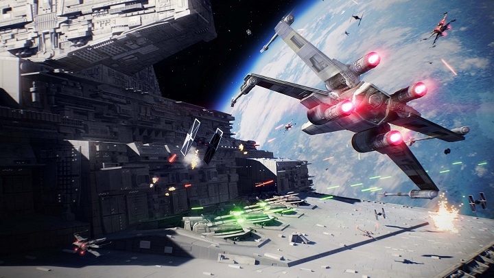 W Star Wars: Battlefront II piloci X-wingów i TIE fighterów będą walczyć u boku postaci znanych ze wszystkich trzech trylogii. Kosmiczny pojedynek Poego Damerona, Hana Solo i Dartha Maula? Czemu nie! - Star Wars: Battlefront II – kosmiczne bitwy na nowym materiale z rozgrywki - wiadomość - 2017-08-22