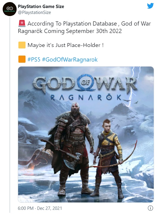 Data premiery God of War: Ragnarok w bazie PlayStation; analizujemy wyciek - ilustracja #1