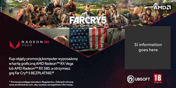 Far Cry 5 zapowiada się smakowicie – nie dziwi więc, że firma AMD postanowiła wykorzystać właśnie tę produkcję do promocji swoich kart graficznych. - Far Cry 5 dodawany gratis do wybranych komputerów z kartami AMD - wiadomość - 2018-02-27
