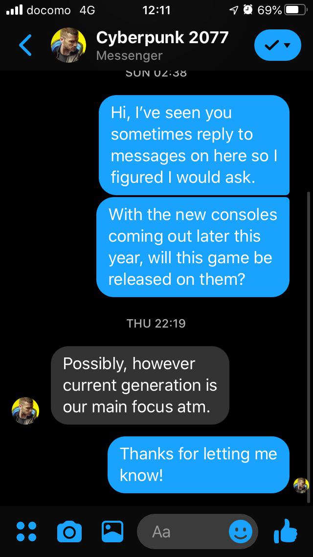 Obrazek przedstawiający rozmowę pomiędzy użytkownikiem Reddita i przedstawicielem CDPR. - Cyberpunk 2077 na PS5 i nowego Xboxa? To „możliwe” wg CD Projekt RED - wiadomość - 2020-01-14
