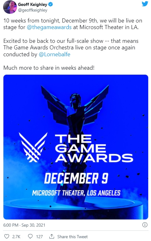 Geoff Keighley zapowiada The Game Awards 2021; znamy termin imprezy - ilustracja #1