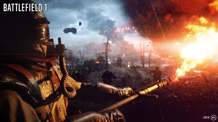 Miotacz ognia w Battlefied 1 to śmiertelnie groźna broń o małym zasięgu. - Battlefield 1 – gameplay z targów gamescom i informacje o koniach - wiadomość - 2016-08-17