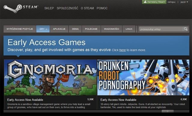 Early Access pozwala zagrać w wersje testowe nadchodzących gier. - Ruszyło Steam Early Access - usługa pozwalająca kupić dostęp do testowych wersji gier - wiadomość - 2013-03-21
