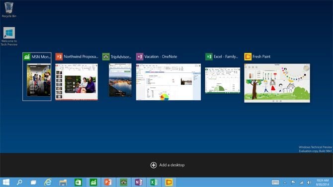 Tak ma wyglądać Task View. - Nowy system operacyjny Microsoftu to… Windows 10 - wiadomość - 2014-10-01