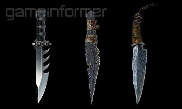 Gears of War 4 - noże żołnierzy poszczególnych frakcji / Źródło: Game Informer.