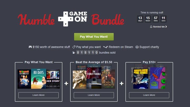 Promocja dobiegnie końca 6 czerwca. - Nowe Humble Bundle (m.in. Worms Clan Wars, Broken Sword 5 i  Borderlands: The Pre-Sequel!) - wiadomość - 2017-05-24