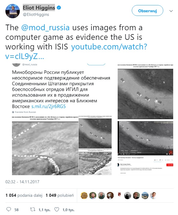 Rosjanie twierdzą, że USA współpracuje z ISIS, a na dowód mają… screen z gry / Źródło: Eliot Higgins na Twitterze.