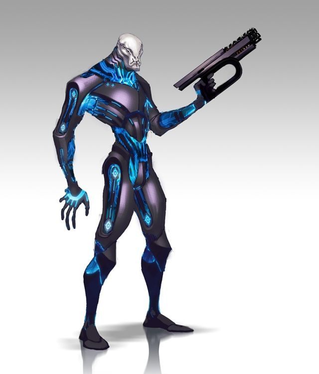 Koncepcyjny proteanin w zbroi na kształt przekaźnika masy. Czy tak powinien wyglądać Javik? - Poznaliśmy wczesne pomysły i grafiki koncepcyjne z gier z serii Mass Effect i Dragon Age - wiadomość - 2013-07-25
