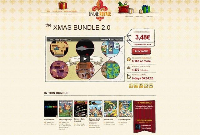 Świąteczna edycja Indie Royale oferuje kilka gier niezależnych oraz zestaw albumów muzycznych. - Świąteczna edycja Indie Royale (m.in. Serious Sam: The Random Encounter, Serious Sam Double D, Offspring Fling i Puzzle Bots) - wiadomość - 2012-12-19