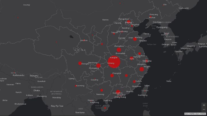 Mapa pozwala śledzić sytuację związaną z koronawirusem. - Mapa epidemii koronawirusa dostępna w sieci - wiadomość - 2020-01-28