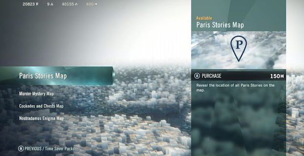 W Assassin’s Creed: Unity pojawi się możliwość zakupienia map, ujawniających położenie ukrytych przedmiotów. - Mikropłatności w Assassin’s Creed: Unity - wiadomość - 2014-11-12