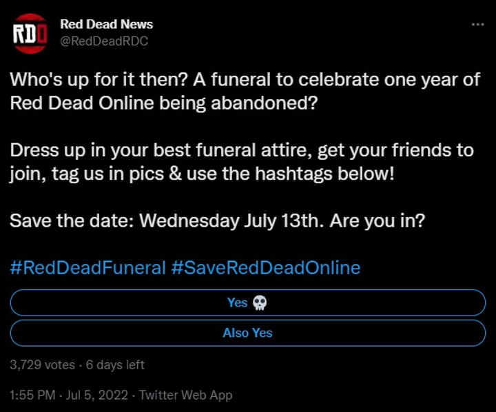 Fani Red Dead Online mają dość czekania i organizują pogrzeb gry - ilustracja #1