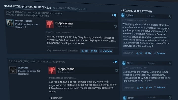 Bombardowanie gier negatywnymi ocenami to jedno, ale ostatnie tego typu akcje rzadko wynikały z jakości poszkodowanych tytułów. - Valve zajmuje stanowisko w kwestii bombardowania recenzjami na Steamie - wiadomość - 2017-09-20