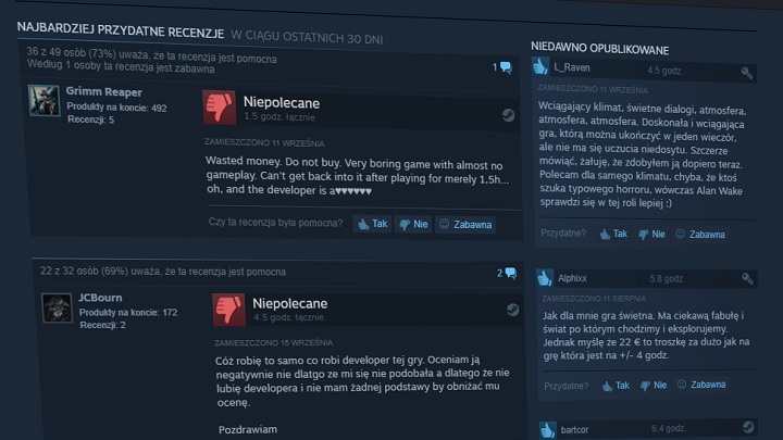 Bombardowanie gier negatywnymi ocenami to jedno, ale ostatnie tego typu akcje rzadko wynikały z jakości poszkodowanych tytułów. - Valve zajmuje stanowisko w kwestii bombardowania recenzjami na Steamie - wiadomość - 2017-09-20