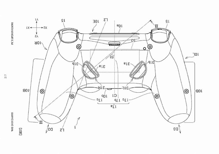 Główną zmianą w opatentowanym padzie są dwa dolne przyciski. - Nowy-stary Dualshock 4. Sony patentuje nową wersję pada do PlayStation - wiadomość - 2019-12-30