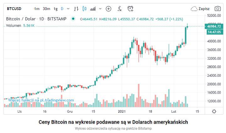 Tesla winduje kurs Bitcoin - prawie 175 tys. złotych za jedną wirtualną monetę - ilustracja #2