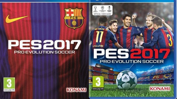 Porównanie okładek PES 2017 – po lewej edycja specjalna, po prawej wersja tradycyjna. - FC Barcelona na okładce Pro Evolution Soccer 2017 - wiadomość - 2016-07-27