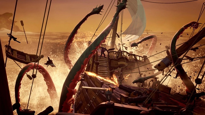 Kraken nie będzie grzecznie czekał na graczy w jednym miejscu – każdy rejs może zakończyć się spotkaniem z potworem. - Sea of Thieves – twórcy zdradzają atrakcje gry - wiadomość - 2018-02-14