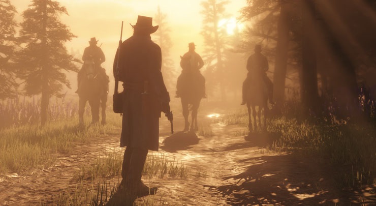 On jeden przeciw im trzem. Może przyda się zestaw banity lub koń wojenny do ucieczki. - Red Dead Redemption 2 - znamy pre-orderowe dodatki na Xboksie One - wiadomość - 2018-06-05