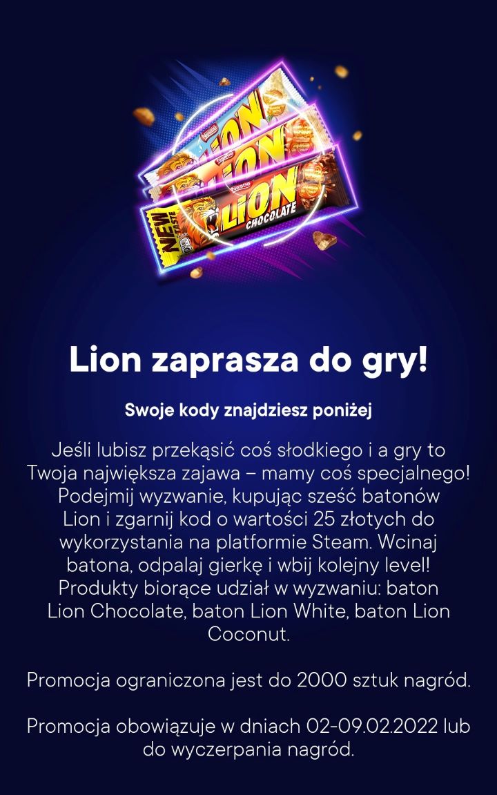 Żabka oferuje 25 zł na Steam przy zakupie batonów Lion - ilustracja #1