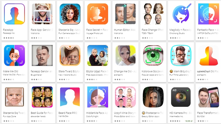 FaceApp doczekał się licznych naśladowców. - FaceApp na celowniku oszustów - fałszywe wersje instalują malware - wiadomość - 2019-07-22