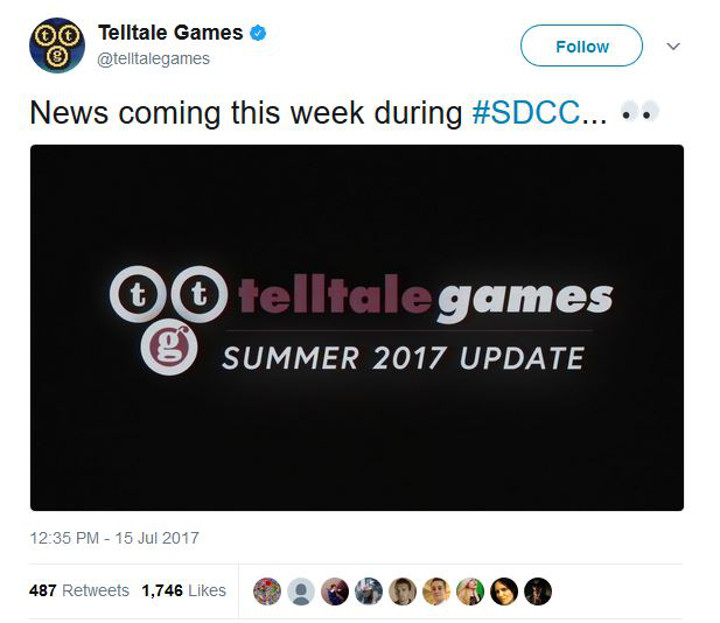 Tweet będący przyczyną całego zamieszania. - Drugie sezony Batmana i The Wolf Among Us od Telltale Games zostaną zapowiedziane w tym tygodniu? - wiadomość - 2017-07-19