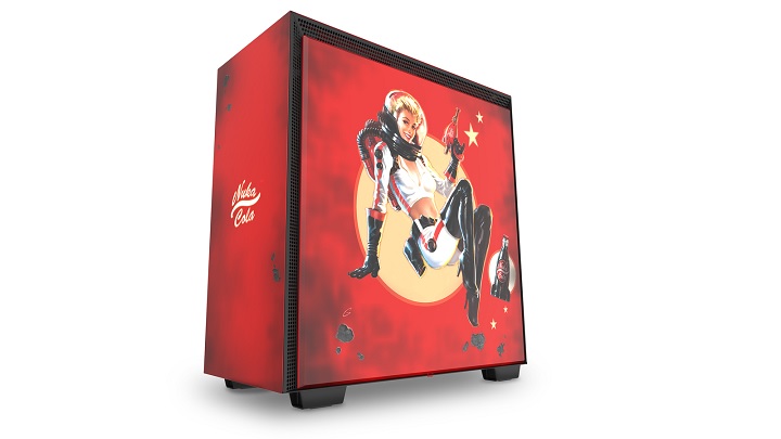 NZXT H700 Nuka-Cola prezentuje się niczym reklama słynnego napoju, znaleziona na postapkokaliptycznych pustkowiach. - NZXT zaprezentowało H700 Nuka-Cola – limitowaną obudowę nawiązującą do serii Fallout - wiadomość - 2018-08-09