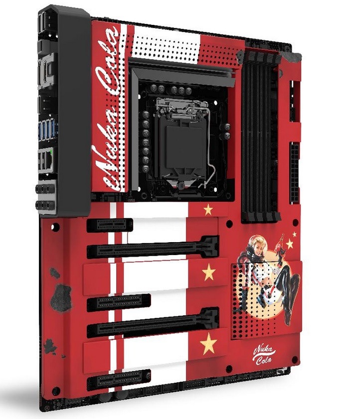 Obudowa na płytę główną N7 Z370 Nuka-Cola w całej swej okazałości. - NZXT zaprezentowało H700 Nuka-Cola – limitowaną obudowę nawiązującą do serii Fallout - wiadomość - 2018-08-09