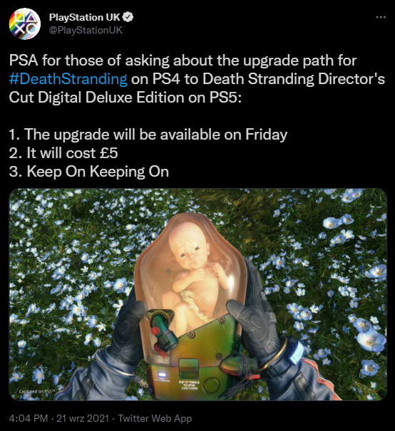 Oto, ile posiadacze Death Stranding na PS4 zapłacą za ulepszenie do wersji DC na PS5 - ilustracja #1