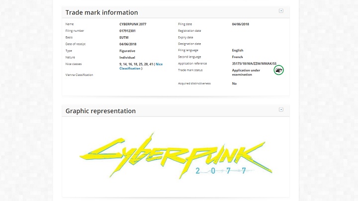 Na zarejestrowany przez CD Projekt znak towarowy składa się również logo gry, które po raz pierwszy ujrzeliśmy w 2012 roku. - CD Projekt zarejestrował znak towarowy Cyberpunk 2077 - wiadomość - 2018-06-05