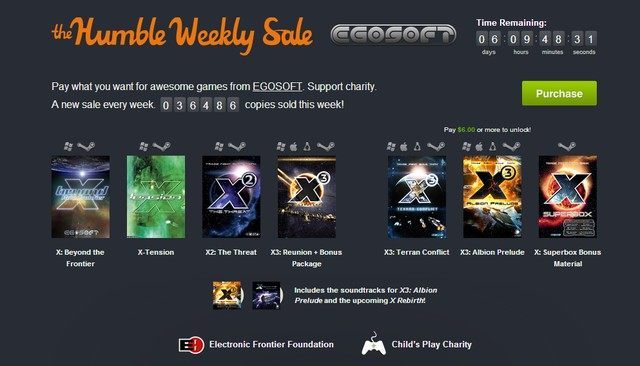 Promocja dobiegnie końca 26 września o godzinie 20:00. - Nowe The Humble Weekly Sale objęło całą serię kosmicznych symulatorów X - wiadomość - 2013-09-21