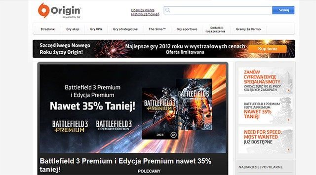 Zimowa promocja na Origin (m.in. Battlefield 3, Mass Effect 3, FIFA 13, Medal of Honor Warfighter i Need for Speed: Most Wanted) - ilustracja #1