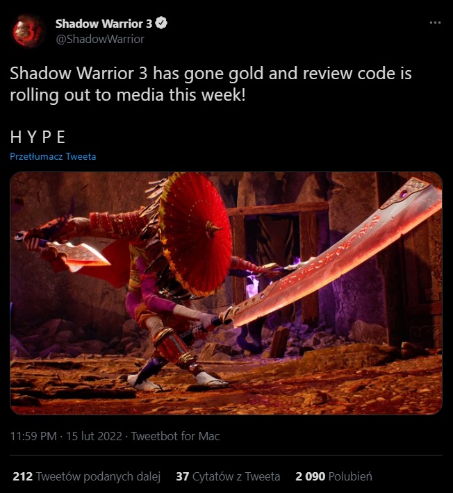 Shadow Warrior 3 ukończone - gra wkrótce trafi do recenzentów - ilustracja #1