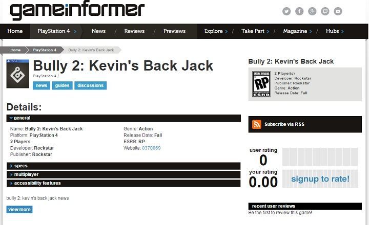 Bully 2: Kevin's Back Jack w serwisie Game Informer / Źródło: Reddit. - Bully 2: Kevin's Back Jack w produkcji? - wiadomość - 2017-06-08