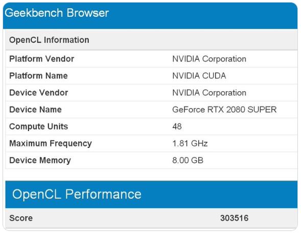 Wyniki benchmarku od Geekbench.