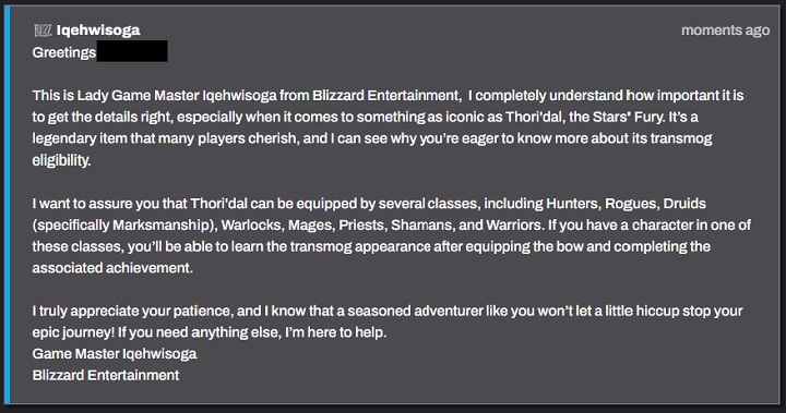 Źródło: rivix1625 / Reddit - Na pomoc techniczną WoW-a lepiej nie liczcie. Miejsce ludzi zajęło AI, które nie wie o czym pisze - wiadomość - 2025-07-17