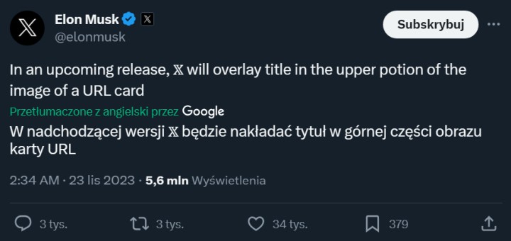 Platforma X przywróci nagłówki do linków umieszczanych w postach - ilustracja #1
