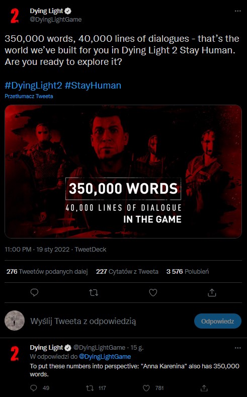 Dying Light 2 ma prawie tyle samo linii dialogowych co Wiedźmin 3 - ilustracja #1