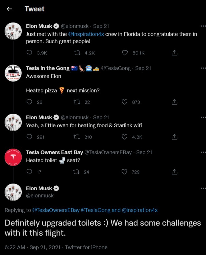 Kosmiczne all-inclusive; Elon Musk obiecuje WiFi, ciepłą pizzę i niesamowity widok z toalety - ilustracja #1