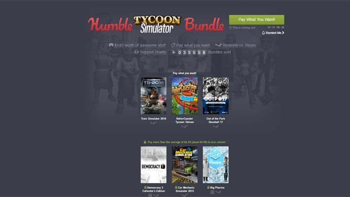 Promocja dobiegnie końca 13 grudnia. - Nowe Humble Bundle (m.in. RollerCoaster Tycoon, Democracy 3 i Big Pharma) - wiadomość - 2016-12-01