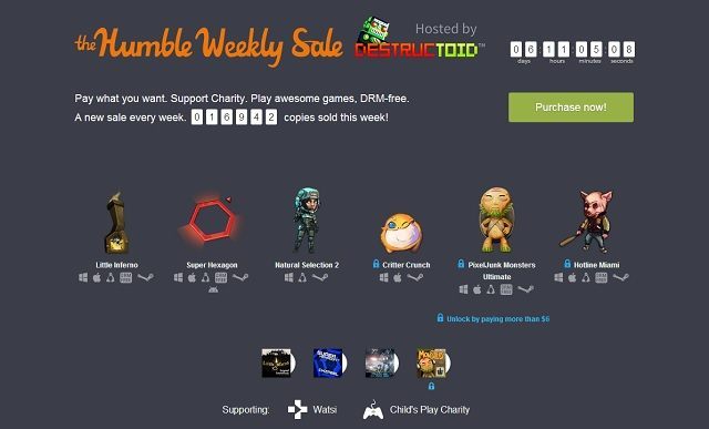 Tym razem gry do promocji The Humble Weekly Sale wybrała redakcja serwisu Destructoid. - Nowe The Humble Weekly Sale z grami niezależnymi (m.in. Hotline Miami, Natural Selection 2 i Little Inferno) - wiadomość - 2014-04-04