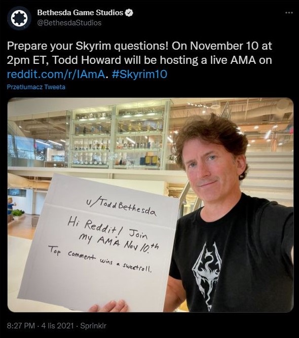 Todd Howard odpowie na pytania graczy z okazji 10. urodzin Skyrima - ilustracja #1