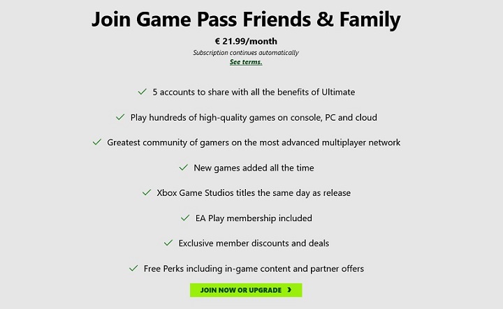 Xbox Game Pass Friends & Family ogłoszone, współdzielenie konta już oficjalnie - ilustracja #1