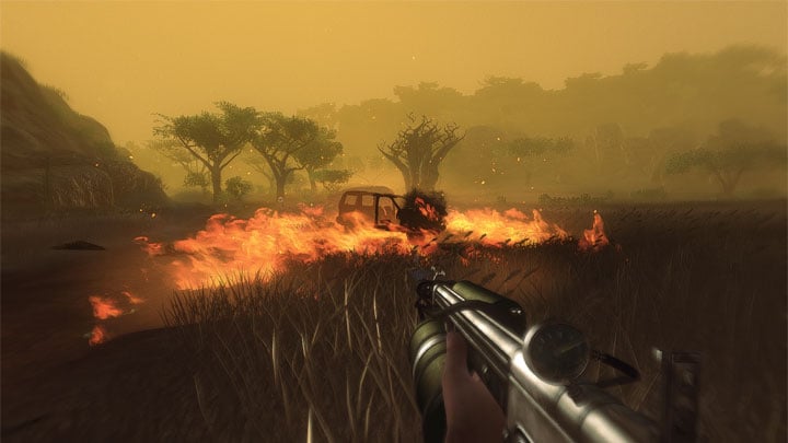 Far Cry 2 imponował dynamicznym systemem rozprzestrzeniania się ognia. Źródło fot. Ubisoft. - Seria Far Cry ma już 20 lat, wspominamy bogatą historię przebojowego cyklu - wiadomość - 2024-03-22