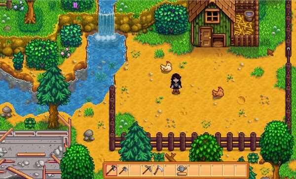 Moje pierwsze dni na farmie z kurami (źródło: Stardew Valley).