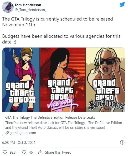 GTA The Trilogy: The Definitive Edition oficjalnie zapowiedziane; premiera „wkrótce” - ilustracja #1