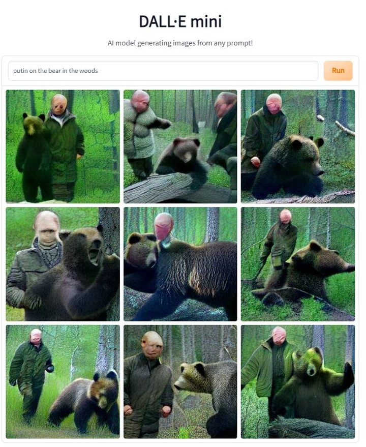Sztuczna inteligencja narysowała mi Putina z niedźwiedziem w lesie - ilustracja #1