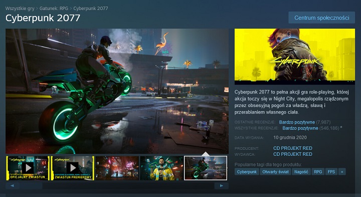 Cyberpunk 2077 zyskał w oczach graczy, po 2,5 roku w końcu przekroczył ważną barierę na Steam - ilustracja #1