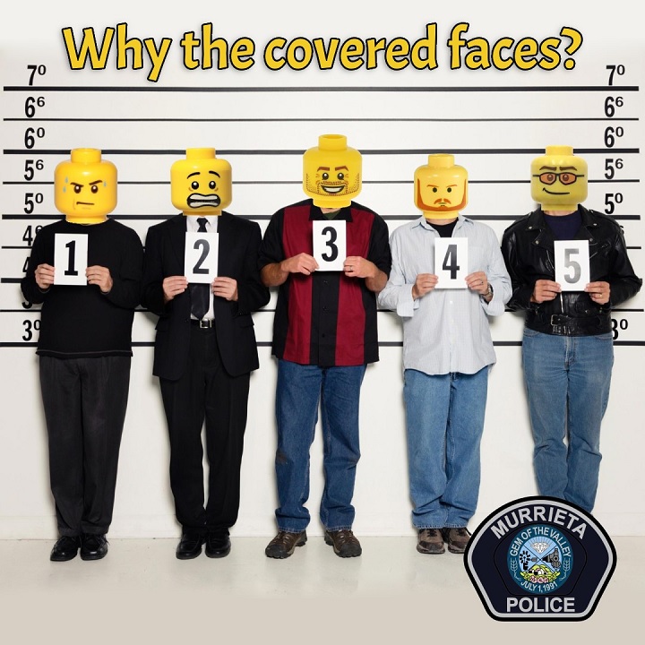 Źródła: Murrieta Police Department - Kalifornijska policja zasłaniała twarze podejrzanych głowami ludzików LEGO. Duńskiej firmie się to nie spodobało - wiadomość - 2024-03-23